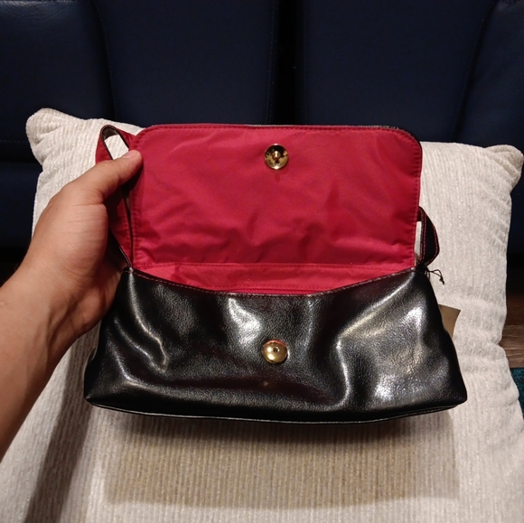 Vintage Victoria Secret Black Small Handbag With Red Lining CL - Picture 5 of 6